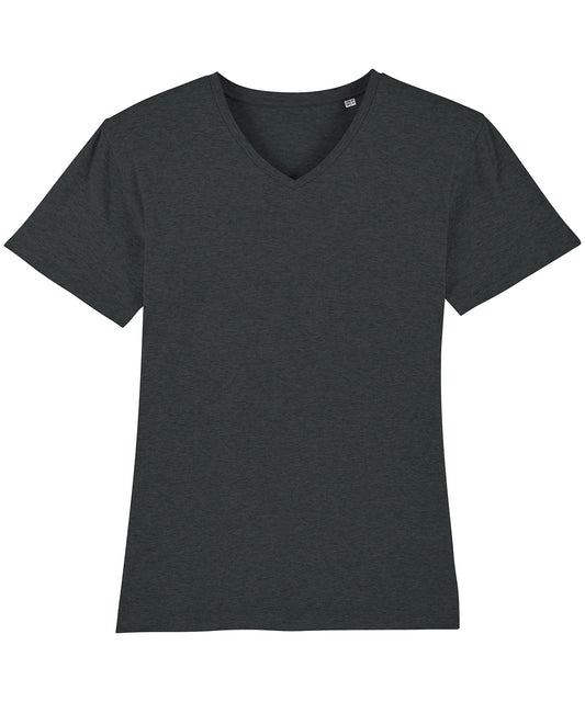 T-Shirts - Elegant V-ringad T-shirt för Herrar i Ekologisk Bomull Dark Heather Grey