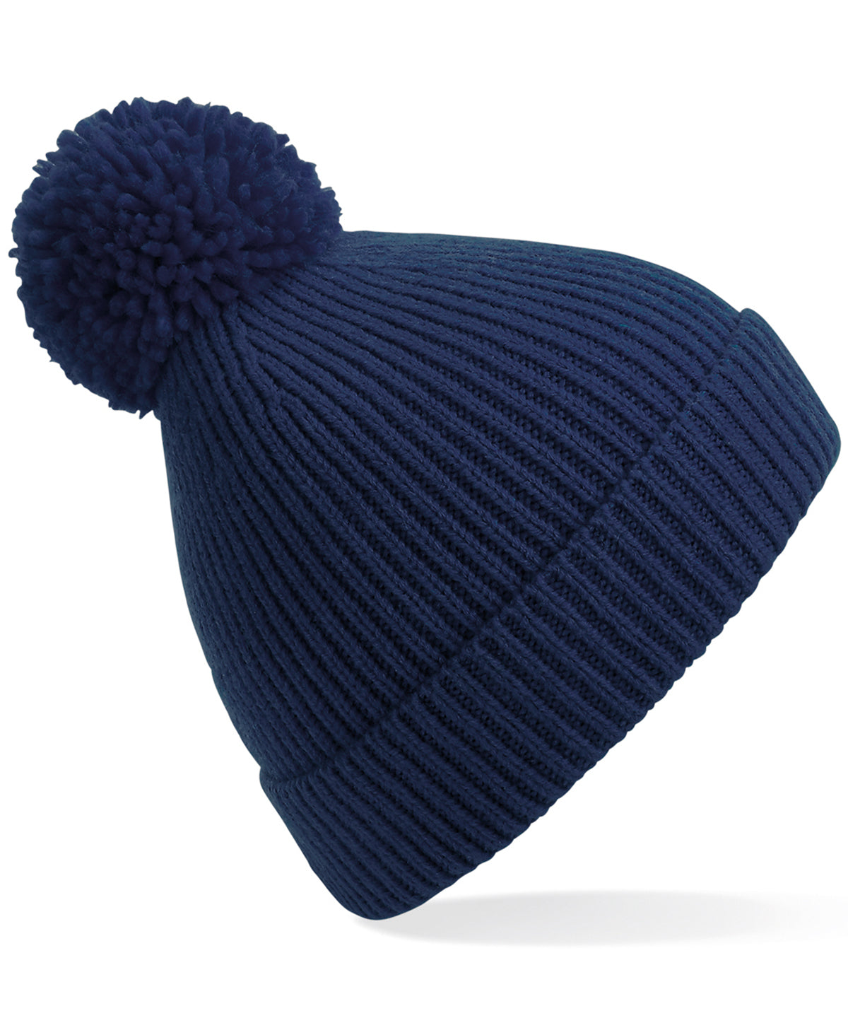 Beanies - Ingenjörstickad Ribbad Pom Pom Mössa Oxford Navy One size