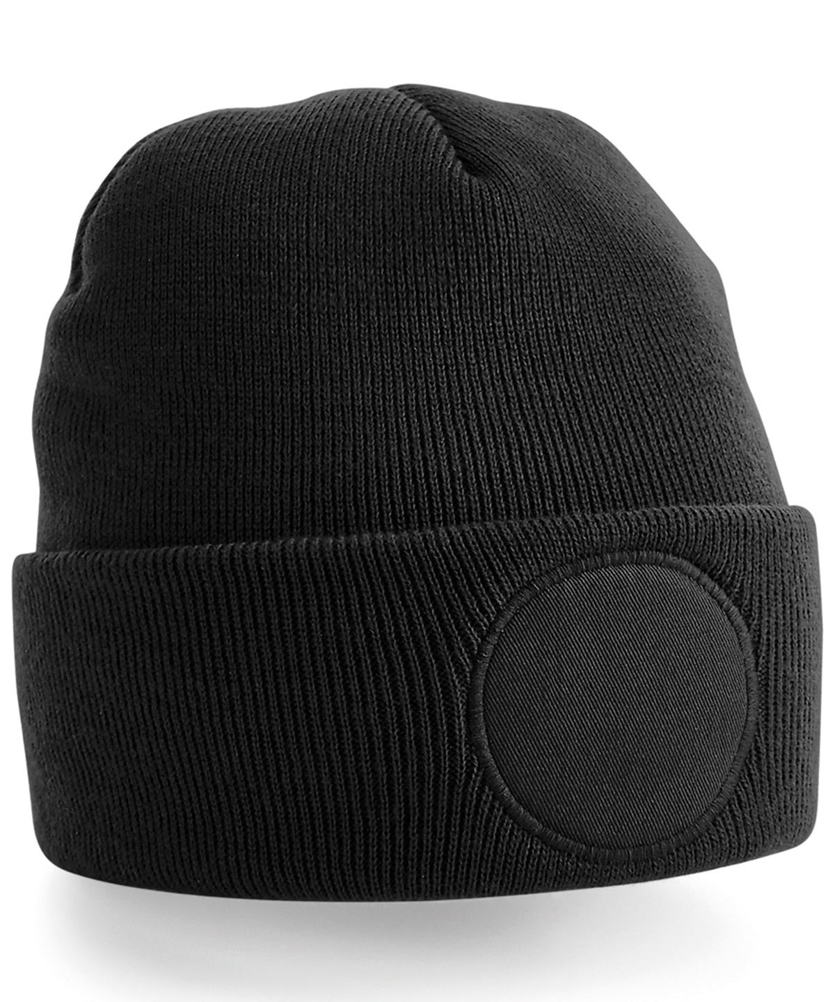 Beanies - Cirkulär patch mössa Black One size