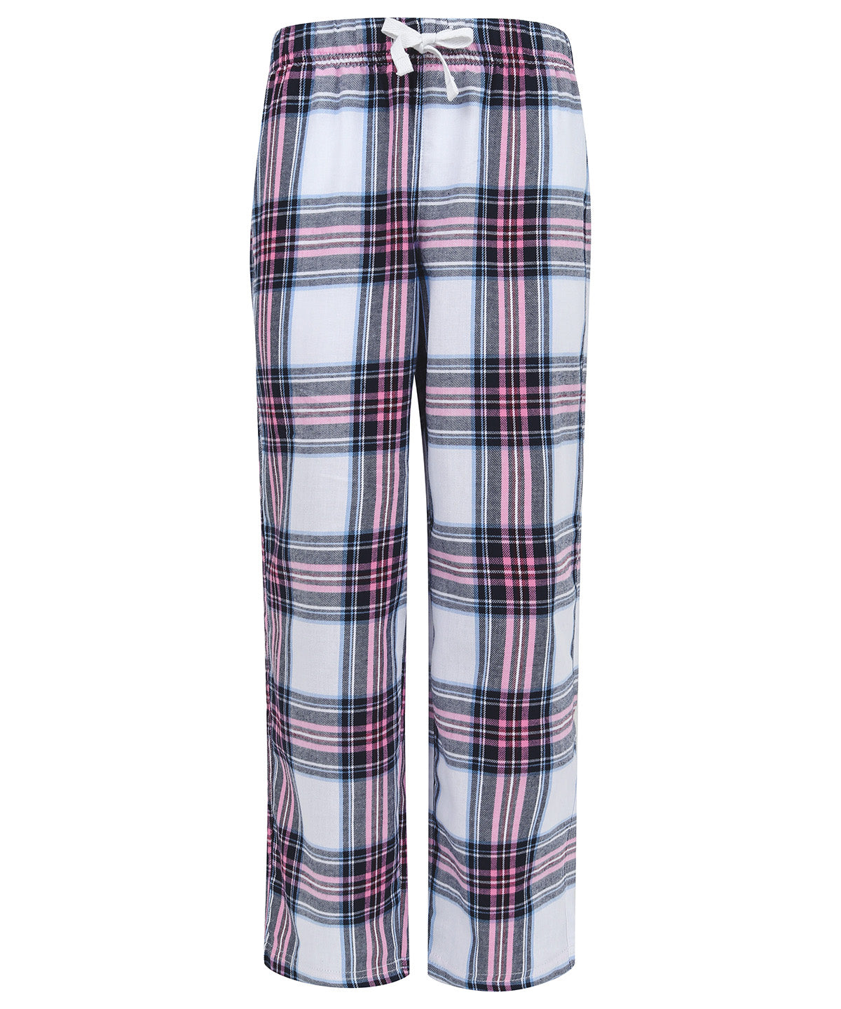 Loungewear Bottoms - Bekväma Tartan Loungebyxor för Barn White Pink Check