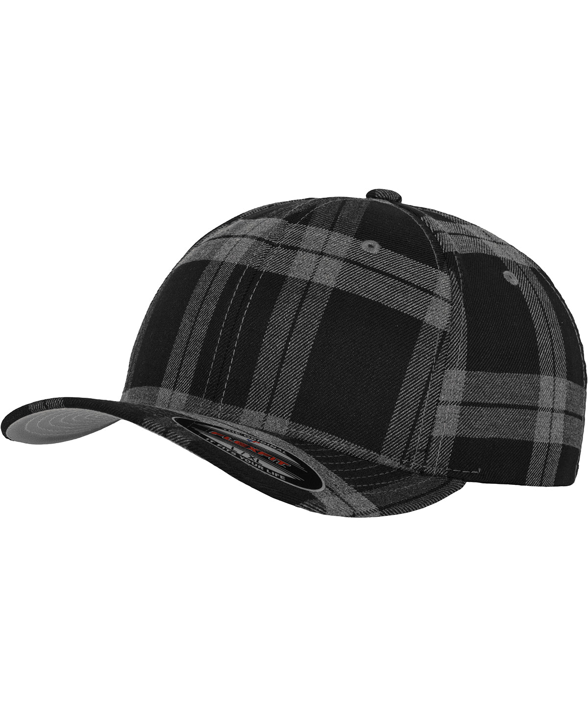 Caps - Flexfit Tartan Plaid Kapa Black Grey