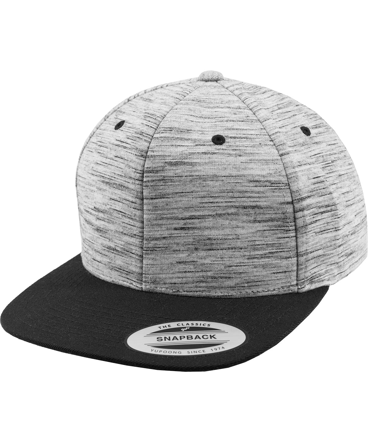 Caps - Ränder Melange Crown Snapback Black Grey One size