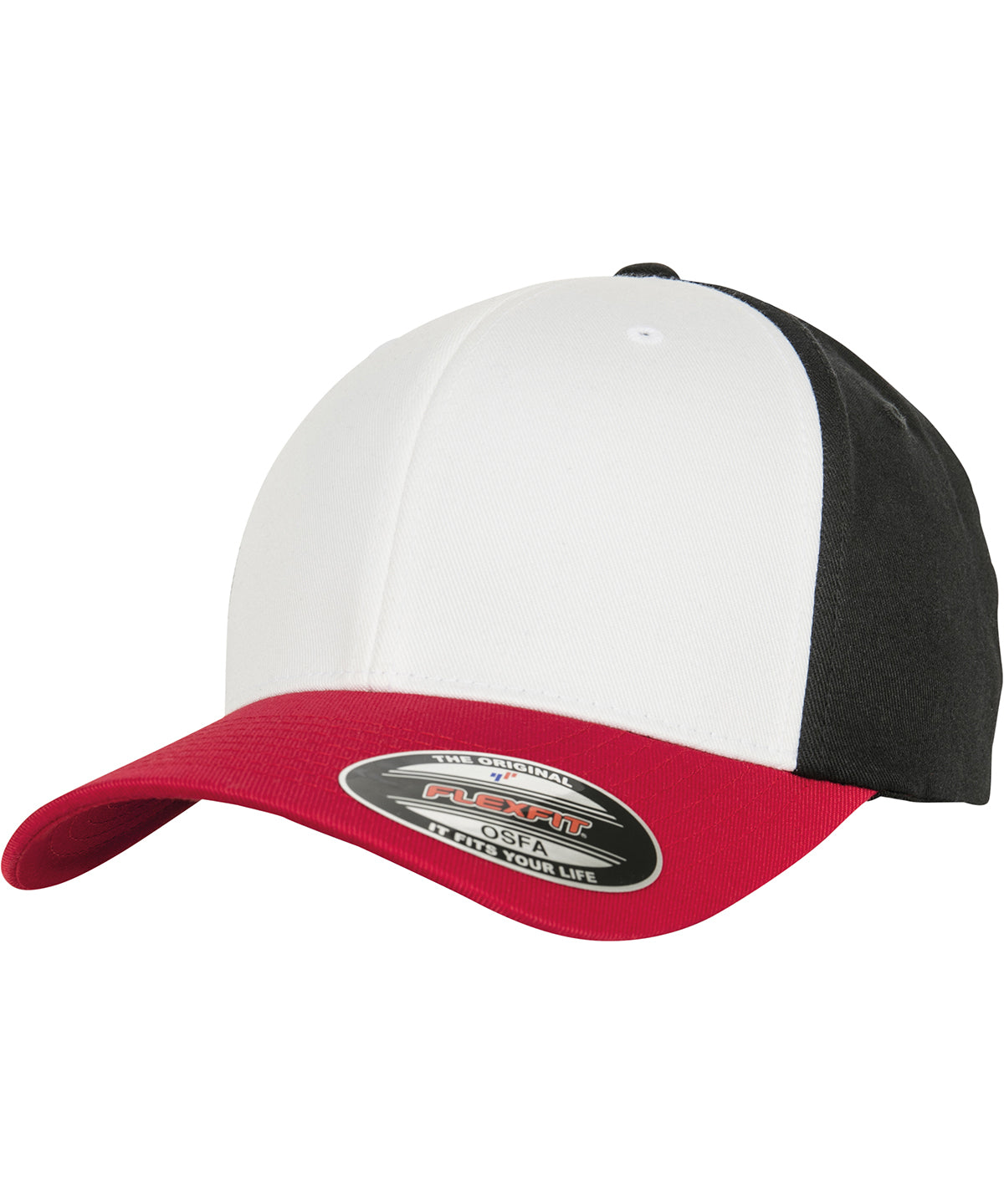 Caps - Stilren och Bekväm Tre-färgad Flexfit-kappa Red White Black