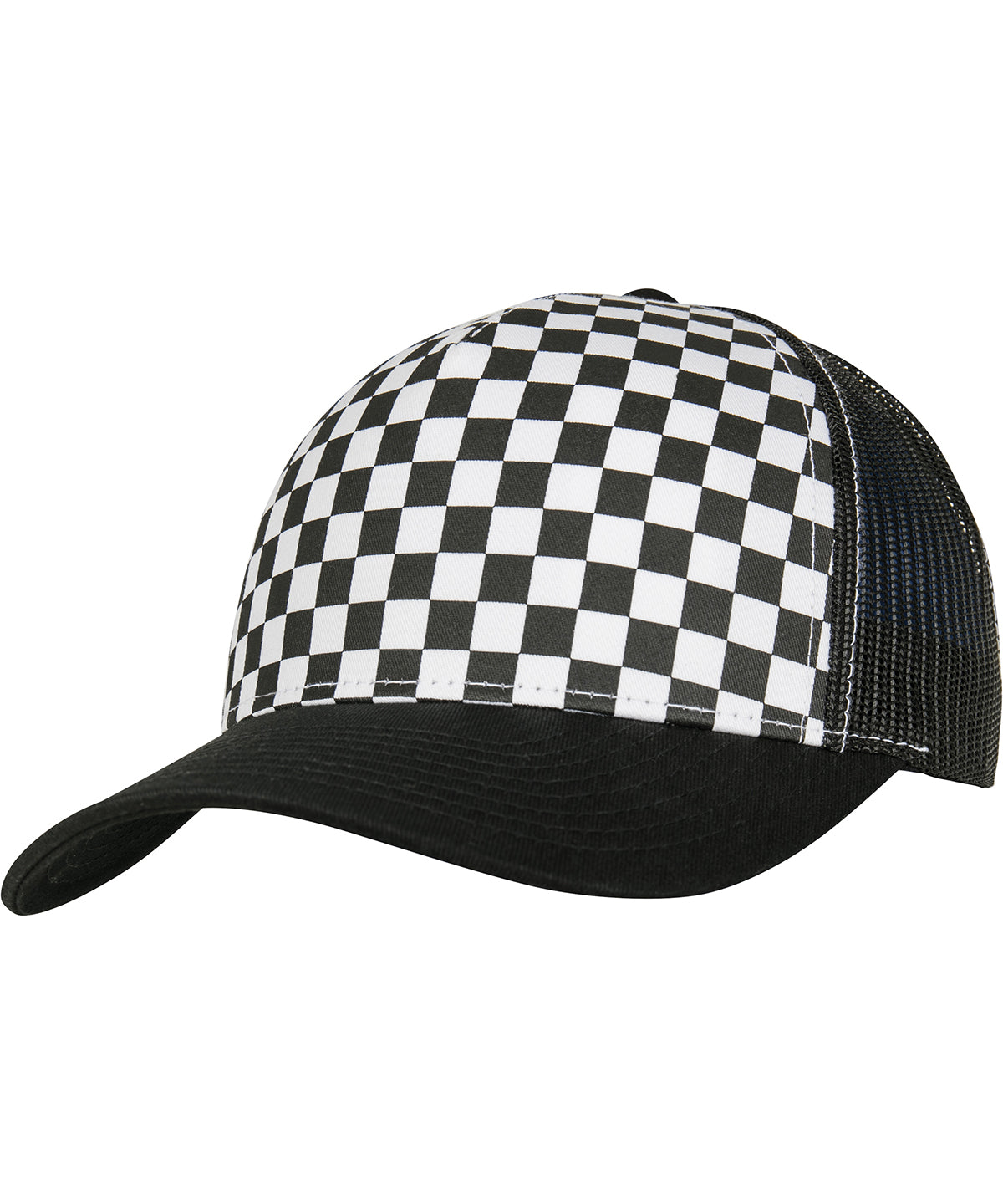 Caps - Retro Trucker Keps med Rutigt Mönster Black White One size