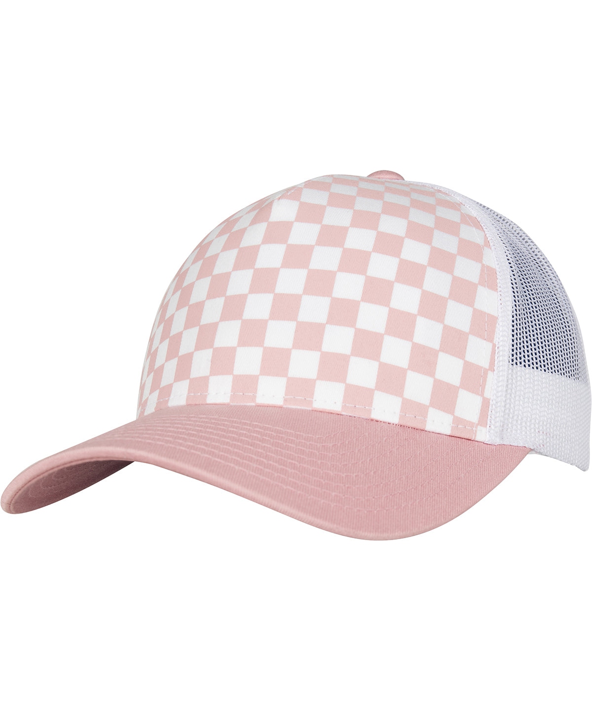 Caps - Retro Trucker Keps med Rutigt Mönster Light Rose White One size