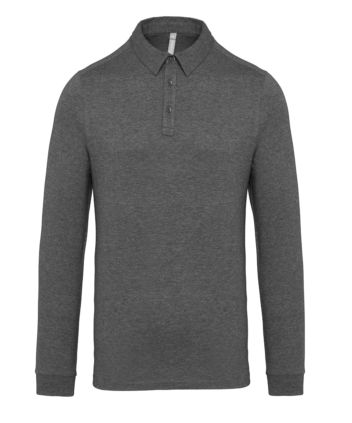 Polos - Långärmad Pikétröja i Jerseytyg för Herrar Grey Heather