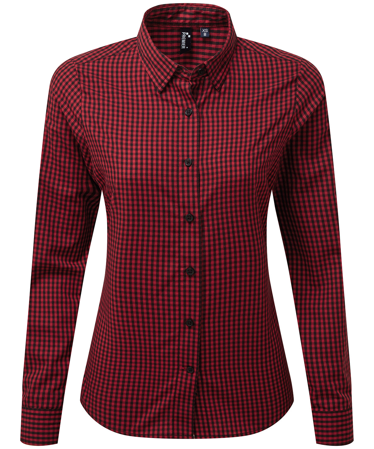 Blouses - Elegant Dam Maxton Rutiga Långärmad Skjorta Black Red