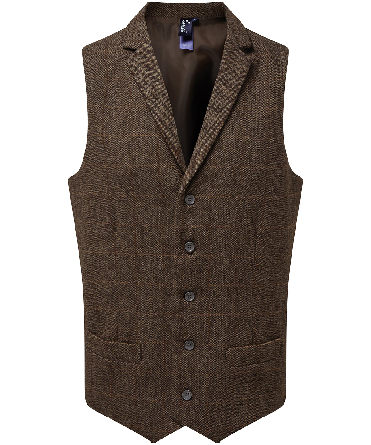 Waistcoats - Elegant Herrlinne i Fiskbensmönster Brown Check