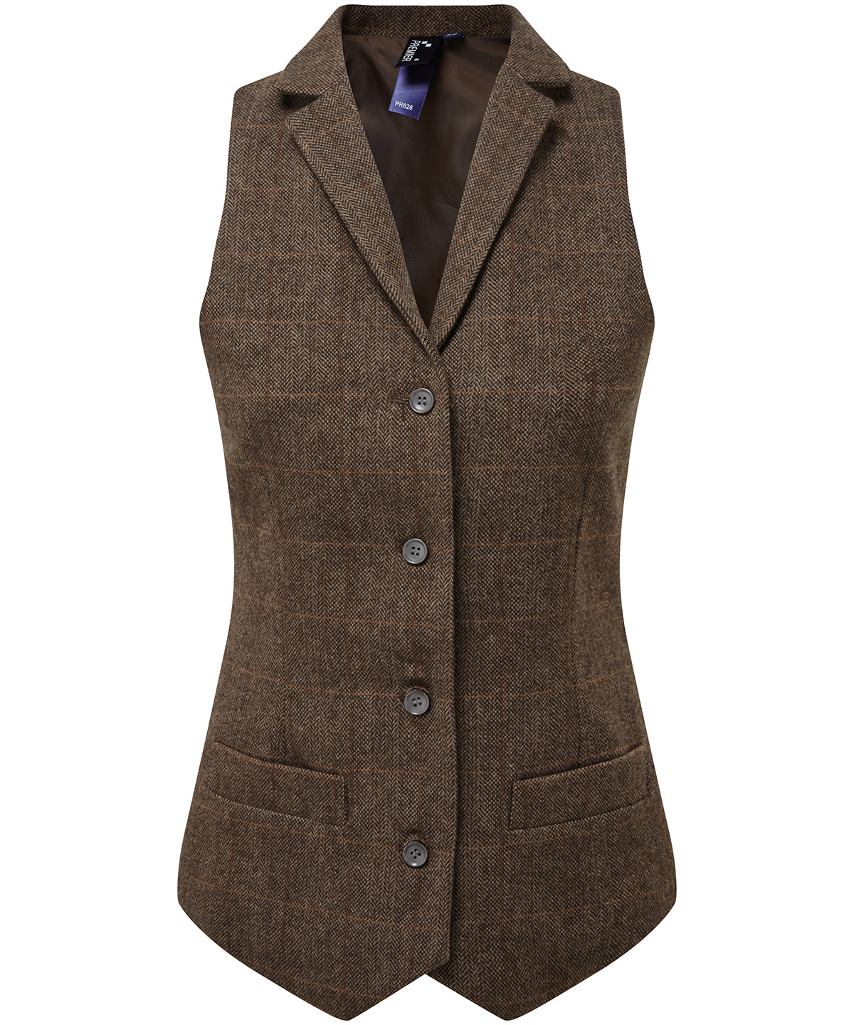 Waistcoats - Elegant damlinne i fiskbensmönster Brown Check