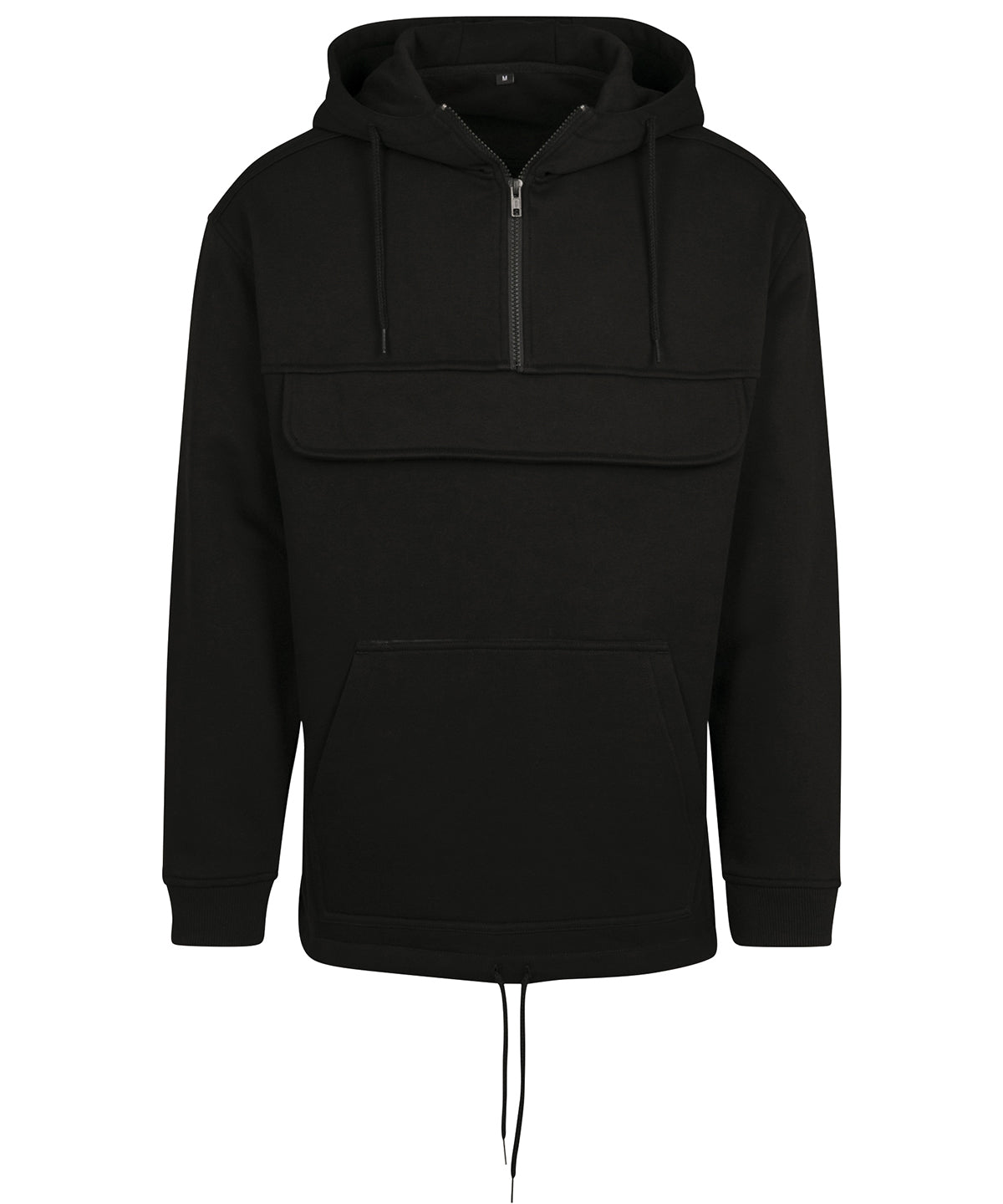 Hoodies - Hoodie med bröstficka och snörning Black