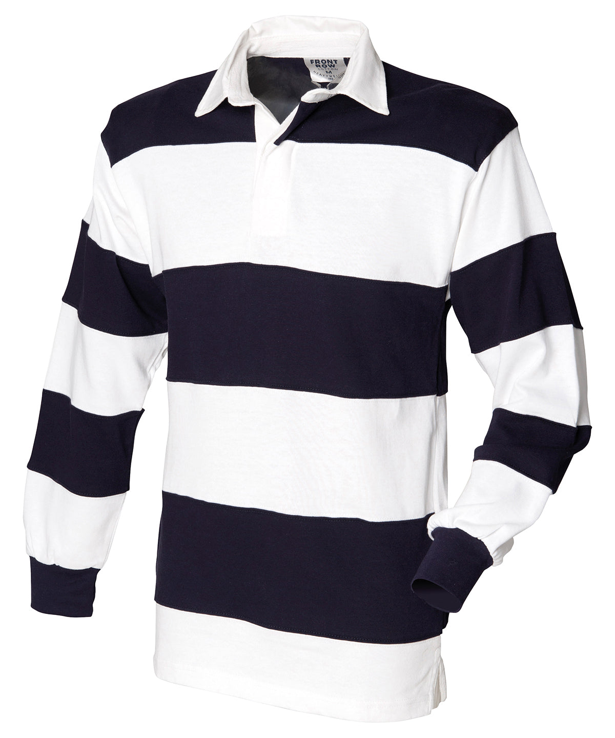 Polos - Långärmad Randig Rugbytröja för Herrar White Navy White collar