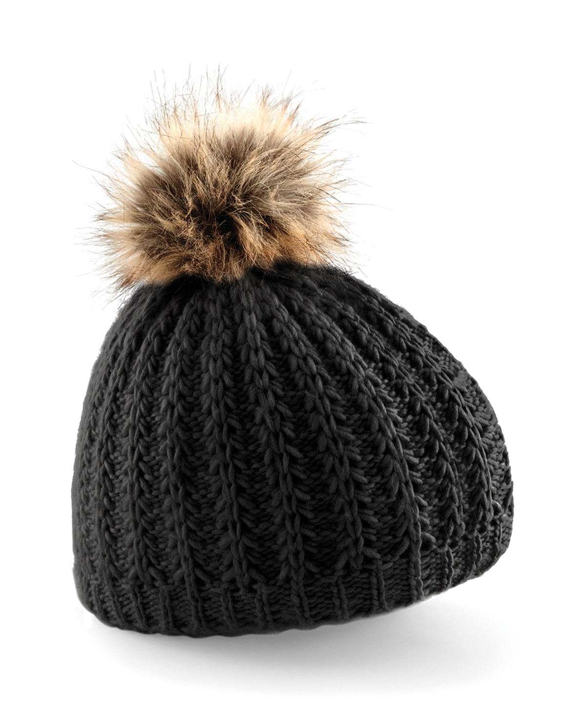 Beanies - Päls-pom-pom-mössa Black One size