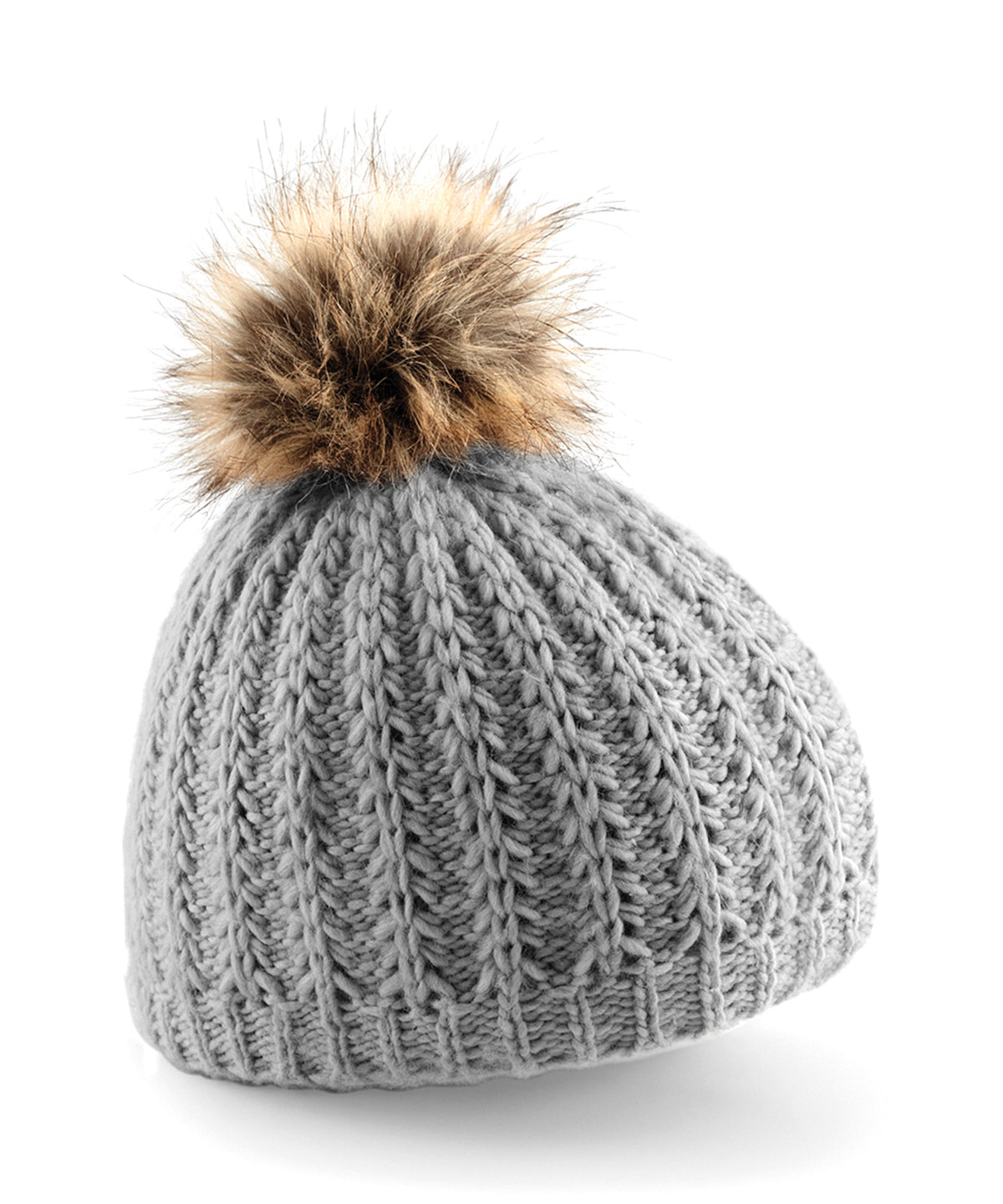 Beanies - Päls-pom-pom-mössa Glacier Grey One size