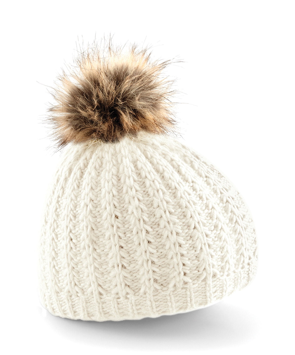 Beanies - Päls-pom-pom-mössa Off White One size