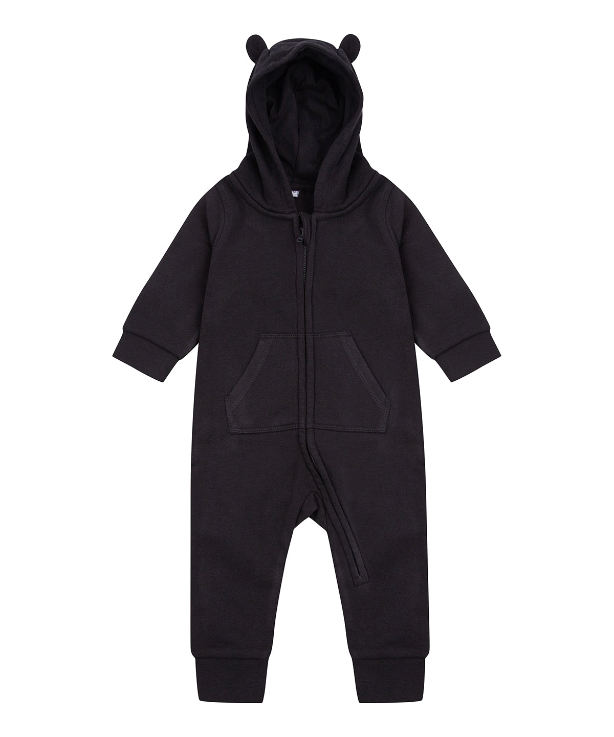 Onesies - Mysig Fleece Overall med Huvdetaljer Black