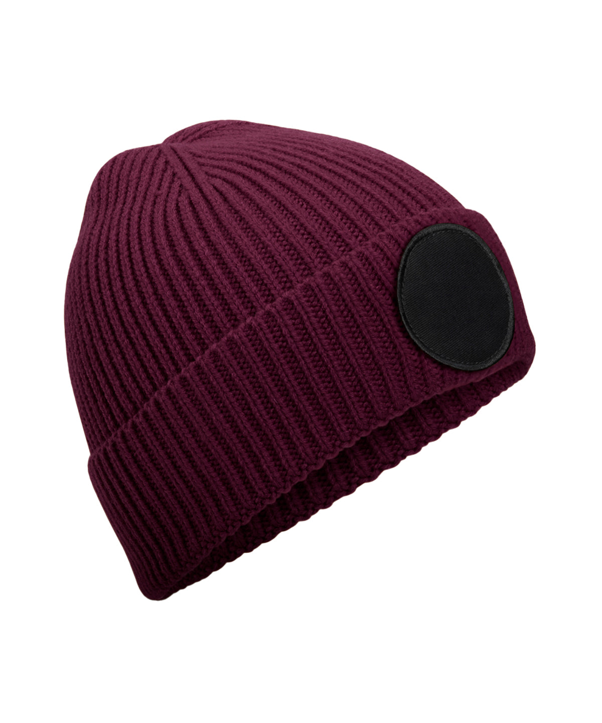 Beanies - Mössa med applikationspatch Burgundy Black One Size