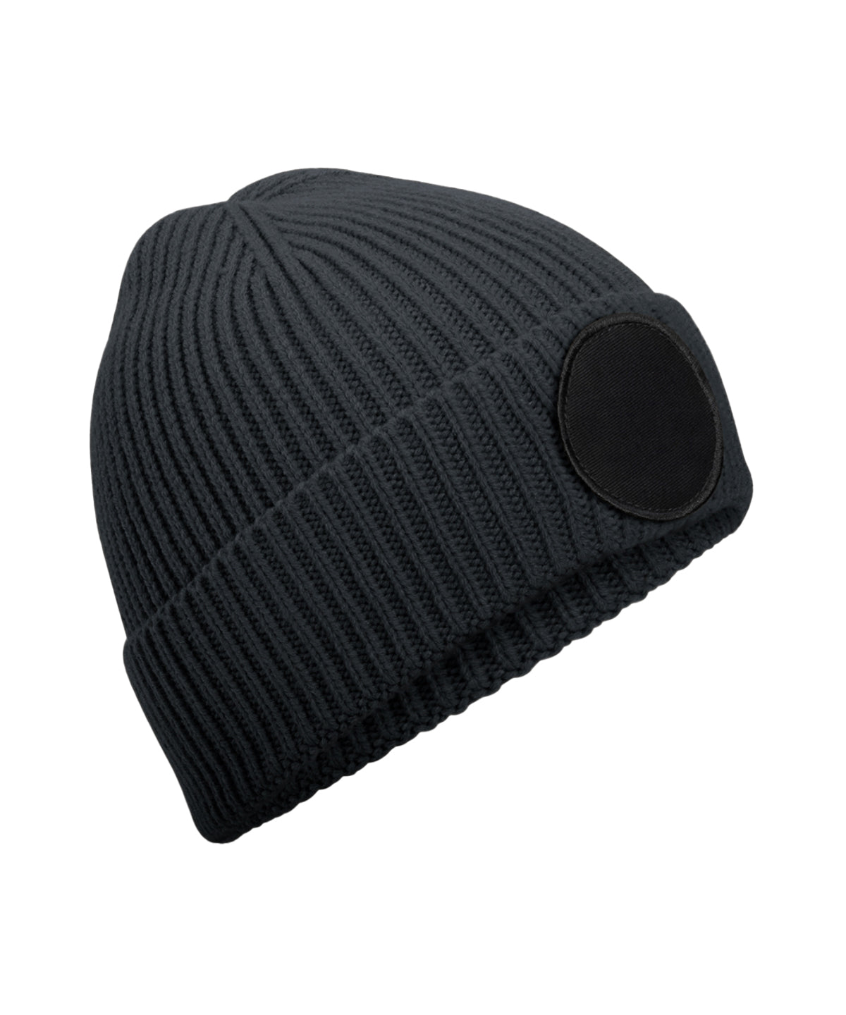 Beanies - Mössa med applikationspatch Graphite Grey Black One Size