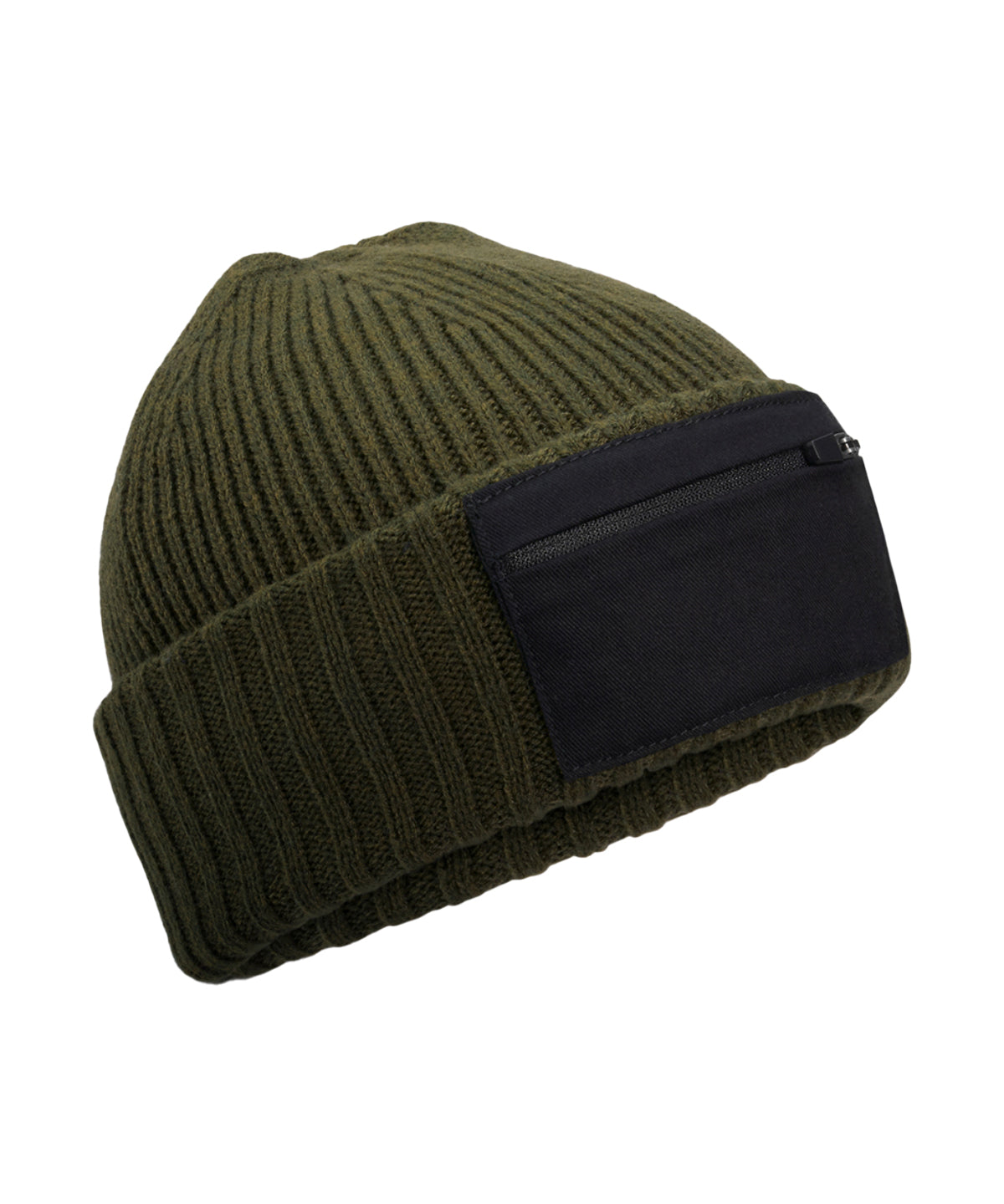 Beanies - Zip Patch Beanie Military Green Black One Size