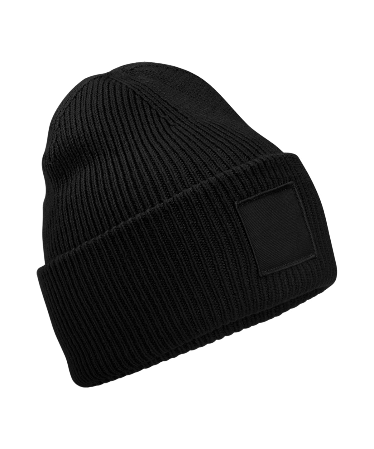 Beanies - Djuppuffad mössa med tonande patch Black One Size