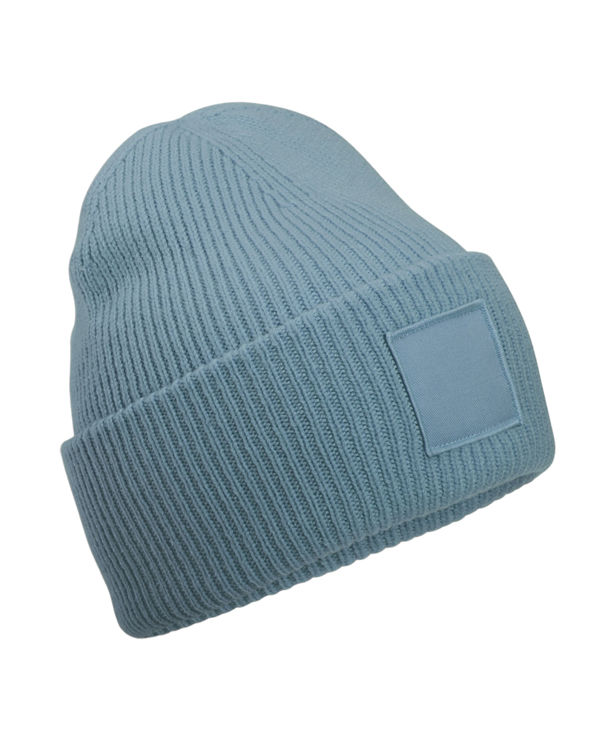 Beanies - Djuppuffad mössa med tonande patch Dusty Blue One Size