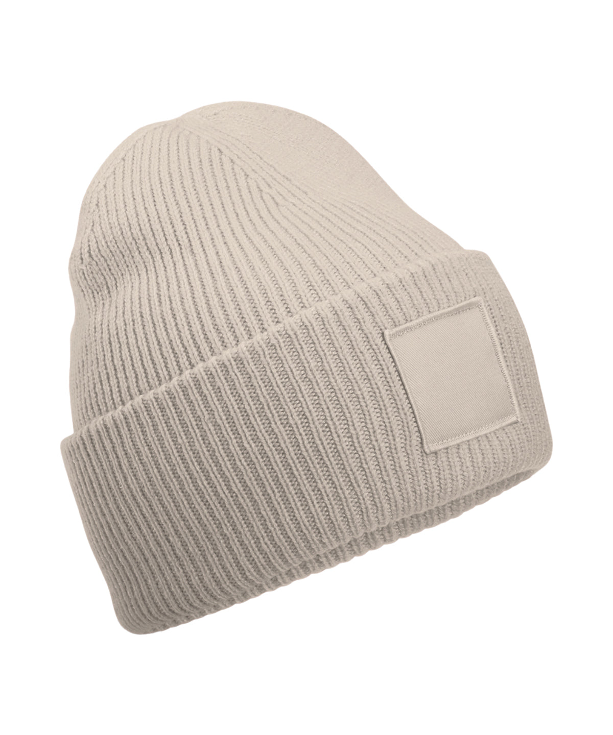 Beanies - Djuppuffad mössa med tonande patch Natural Stone One Size