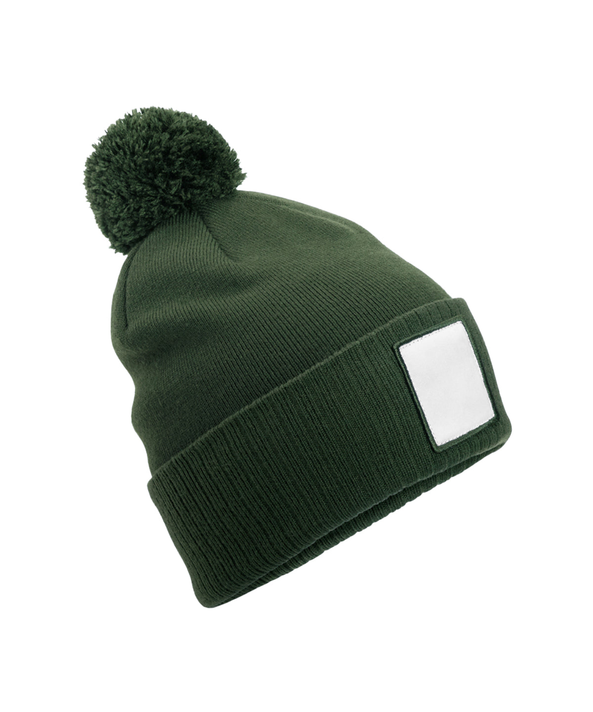 Beanies - Applikationspatch Pom Pom Mössa Olive Green White One Size