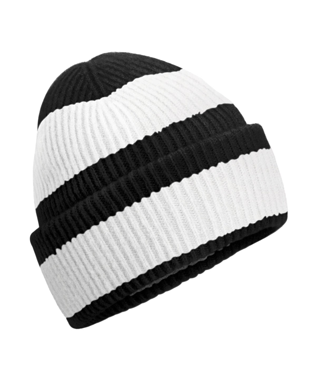 Beanies - Randig Beanie – klassisk stil med en modern twist Black Soft White One Size