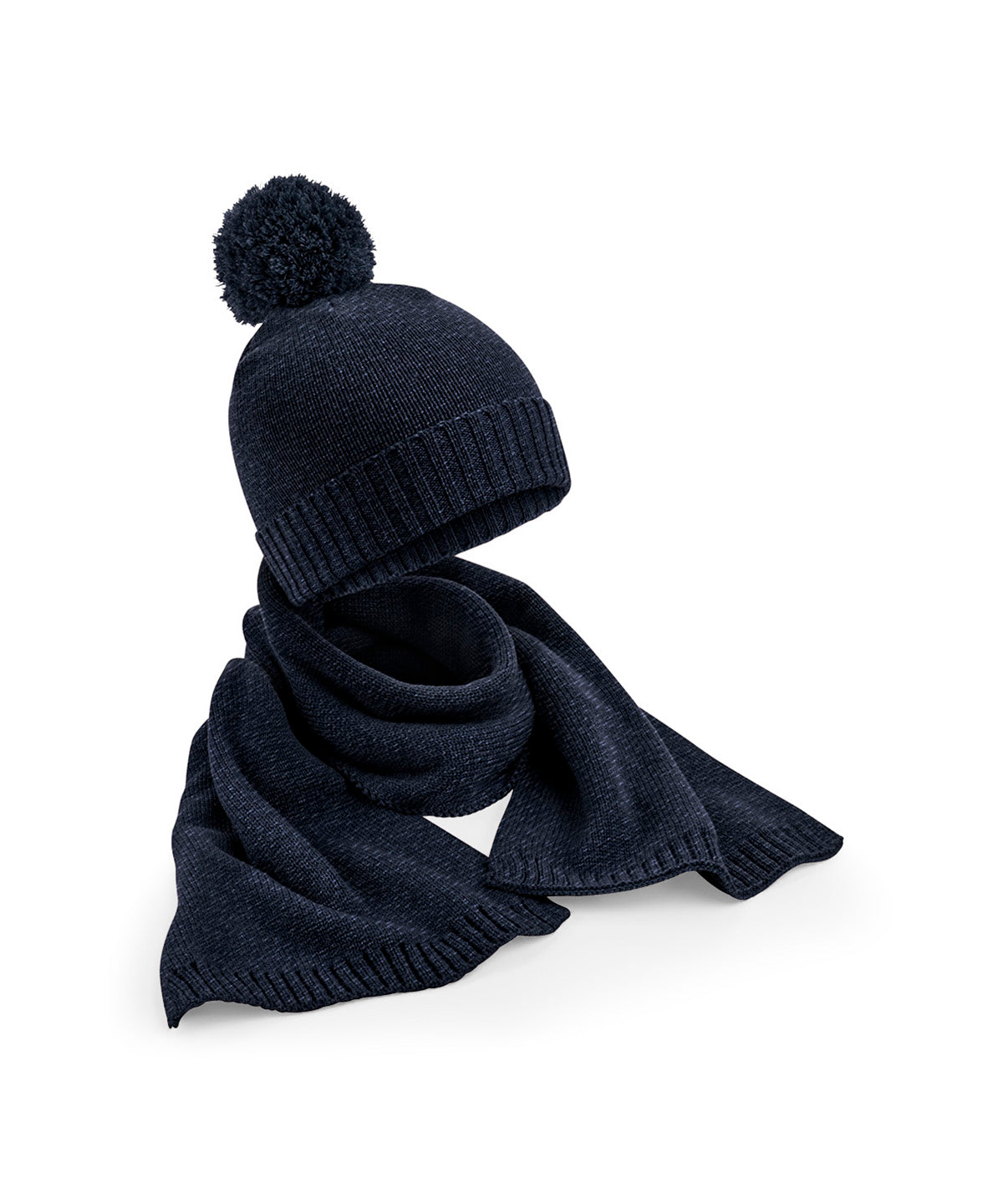 Winter Accessory Sets - Stilrent Mössa- och Halsdukset Navy Fleck One size