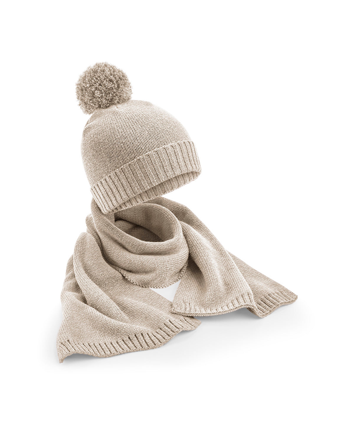 Winter Accessory Sets - Stilrent Mössa- och Halsdukset Oatmeal Fleck One size