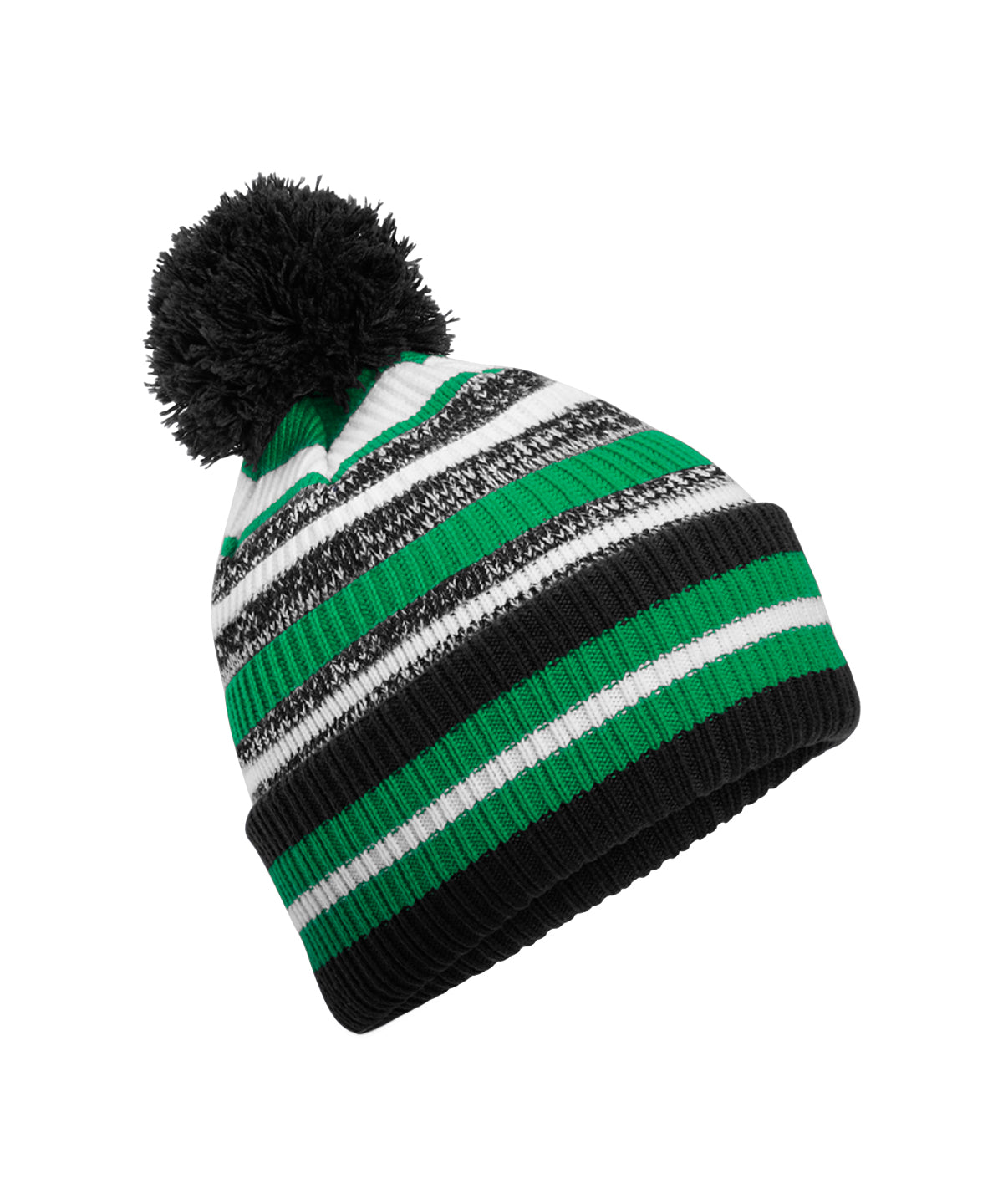 Beanies - Junior korkskruvs-pom pom mössa Black Kelly Green White One Size