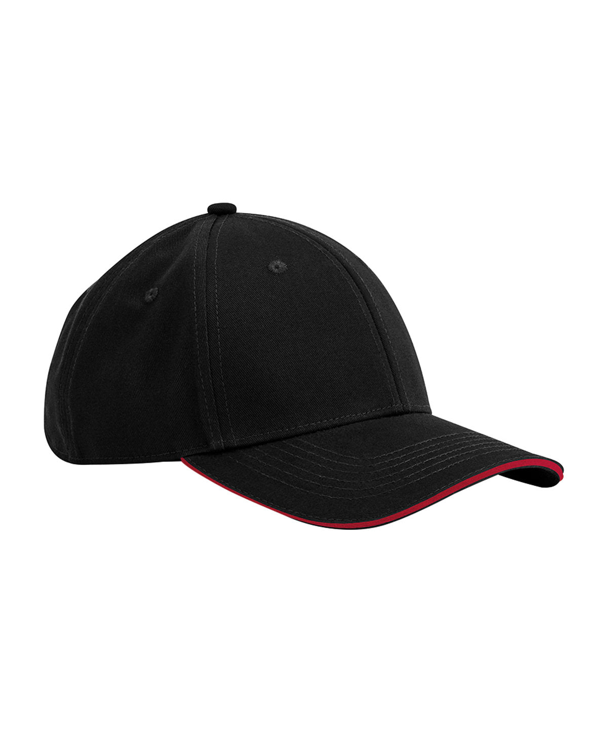 Caps - Klassisk Ekologisk Bomull 6-Panel Keps Black Classic Red One size