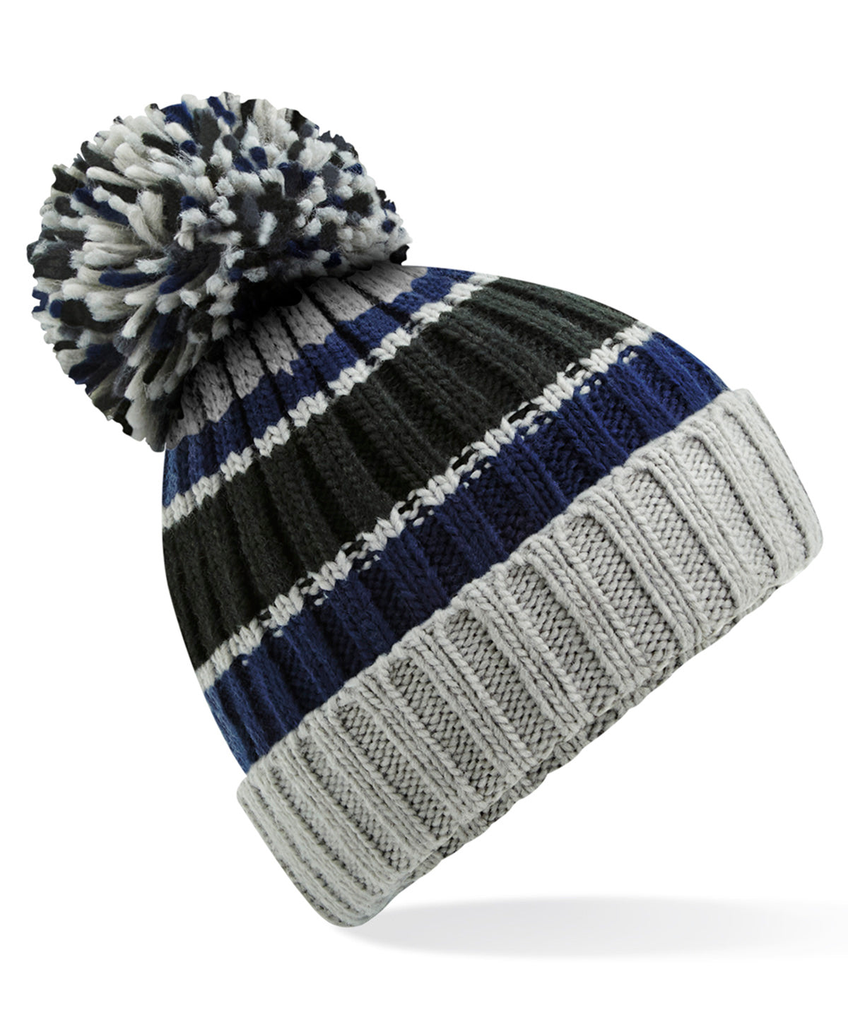 Beanies - Hygge Randig Mössa Blue Steel One size