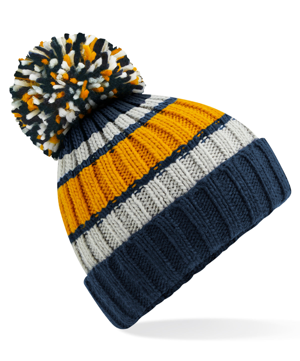 Beanies - Hygge Randig Mössa Dijon Blue One size