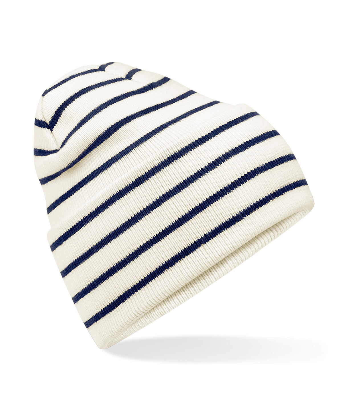 Beanies - Original djupvikt randig mössa Soft White French Navy One size