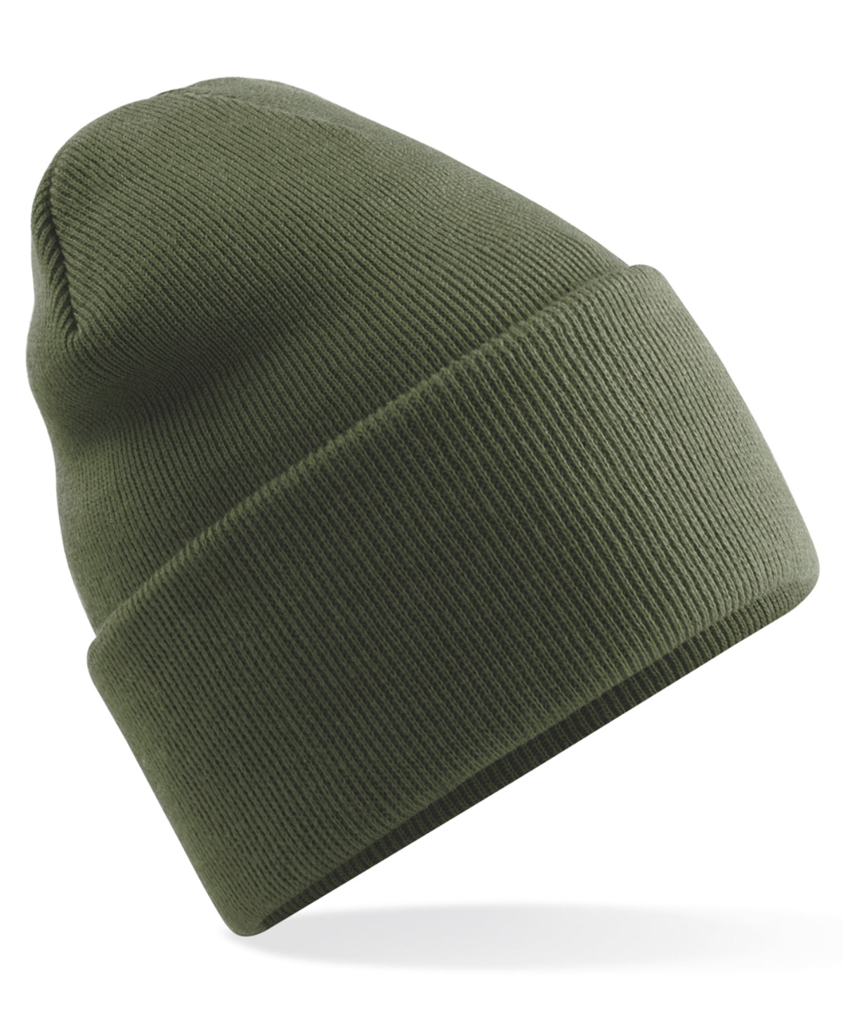 Beanies - Original djup uppvikt mössa Olive Green One size