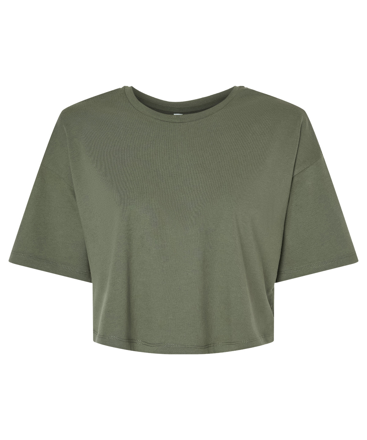 T-Shirts - Trendig Jersey Crop Tee för Damer Military Green