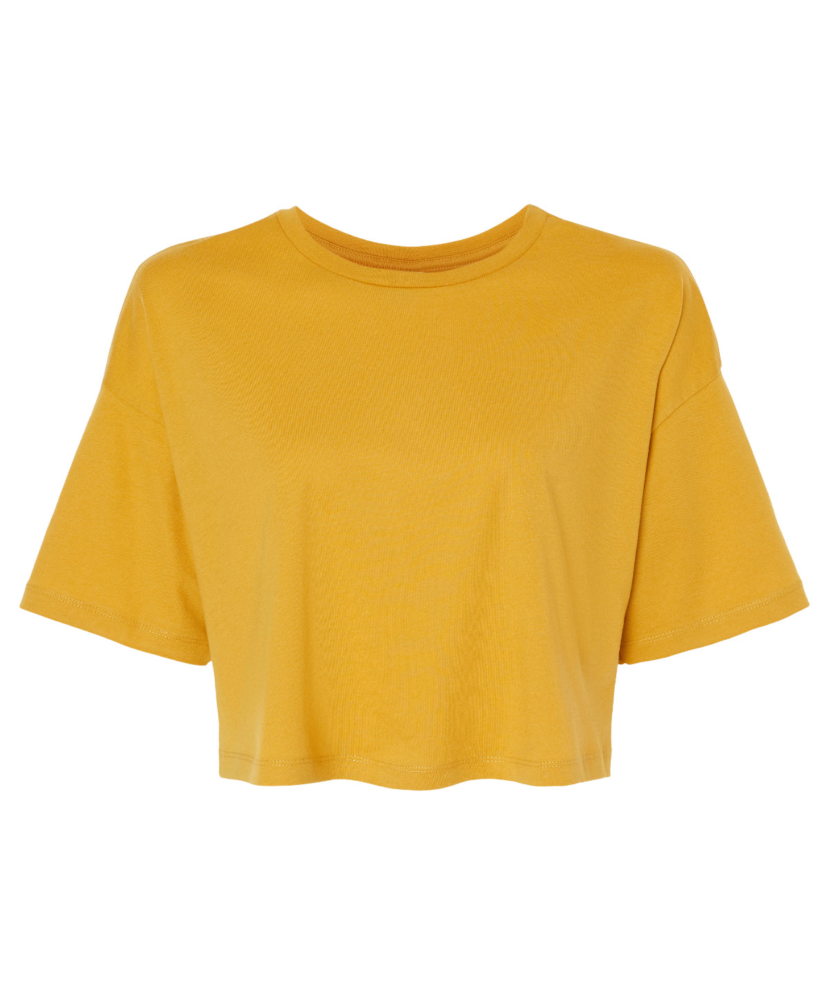 T-Shirts - Trendig Jersey Crop Tee för Damer Mustard