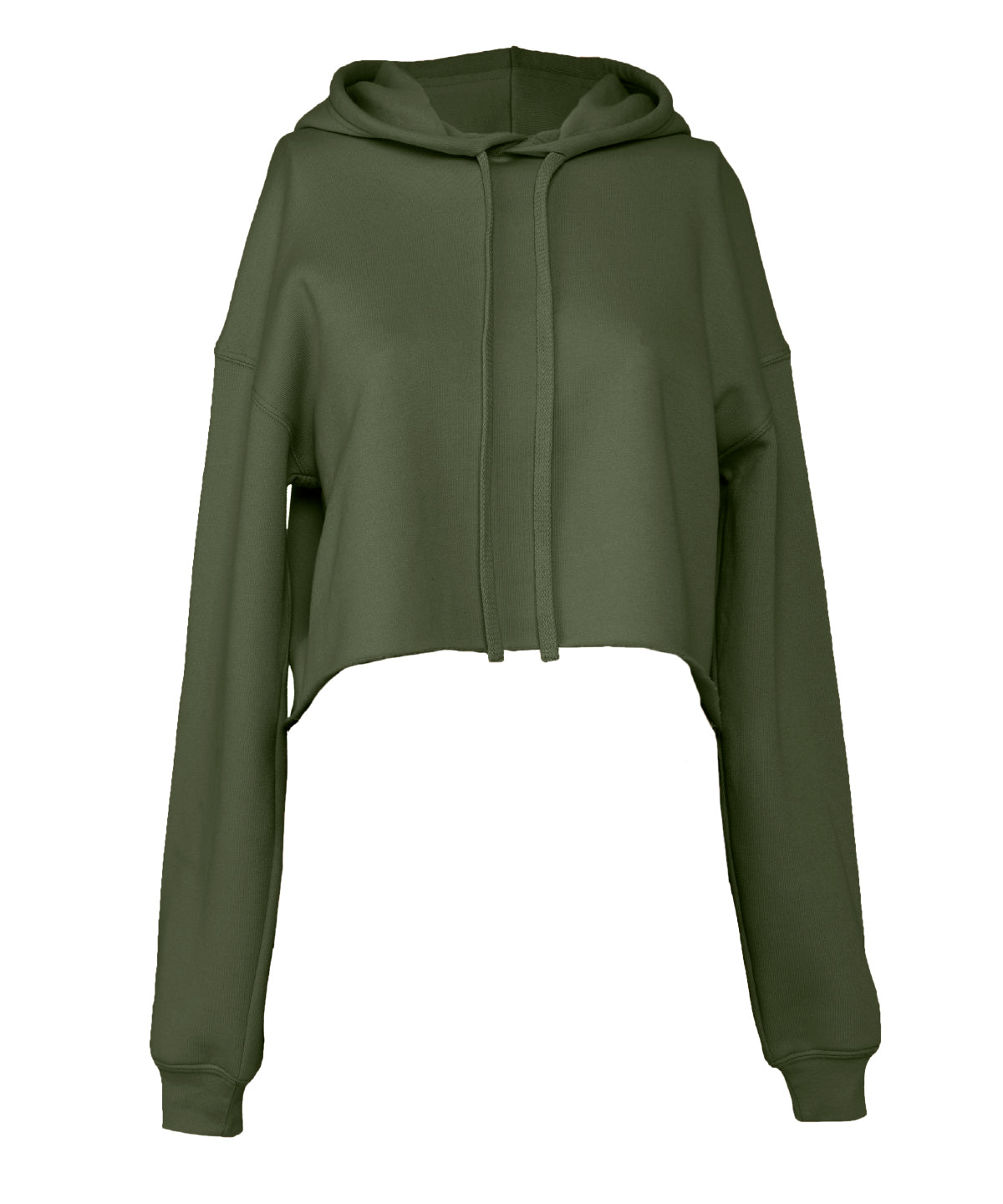 Hoodies - Dam Croppad Fleece Hoodie Military Green