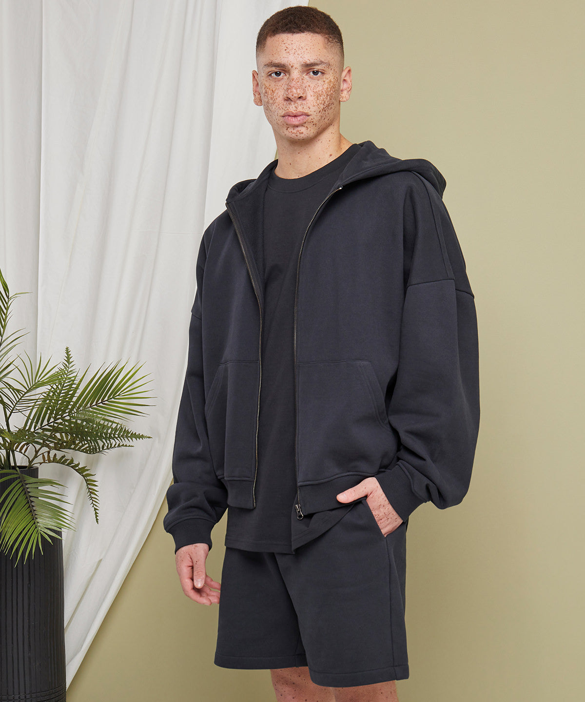 Hoodies - Oversized zip hoodie med 90-talskänsla