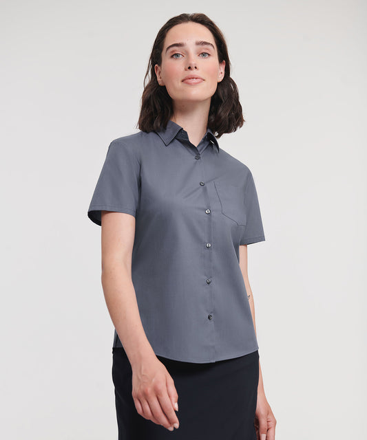 Shirts - Kortärmad easycare polycotton poplinskjorta för dam