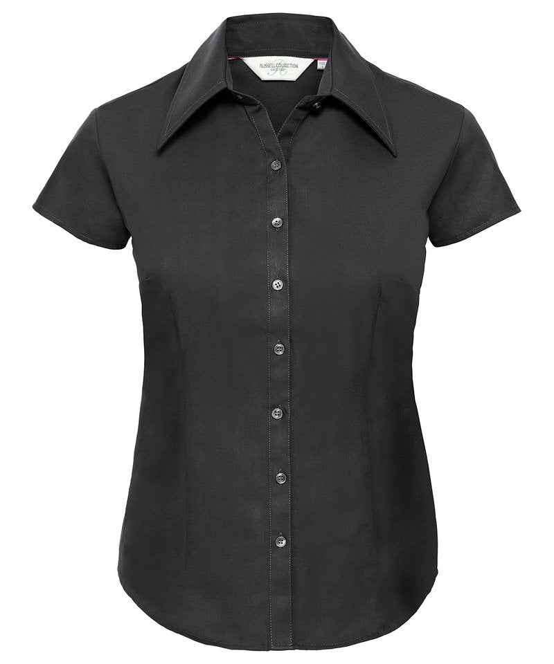 Shirts - Elegant damtopp med kort ärm i Tencel Black