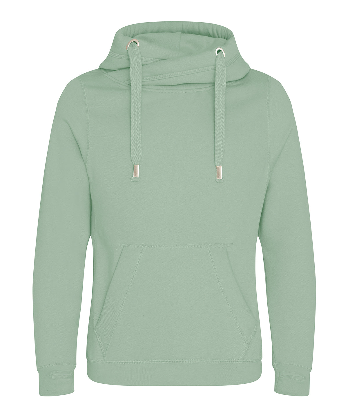 Hoodies - Huvtröja med korshalsning Dusty Green