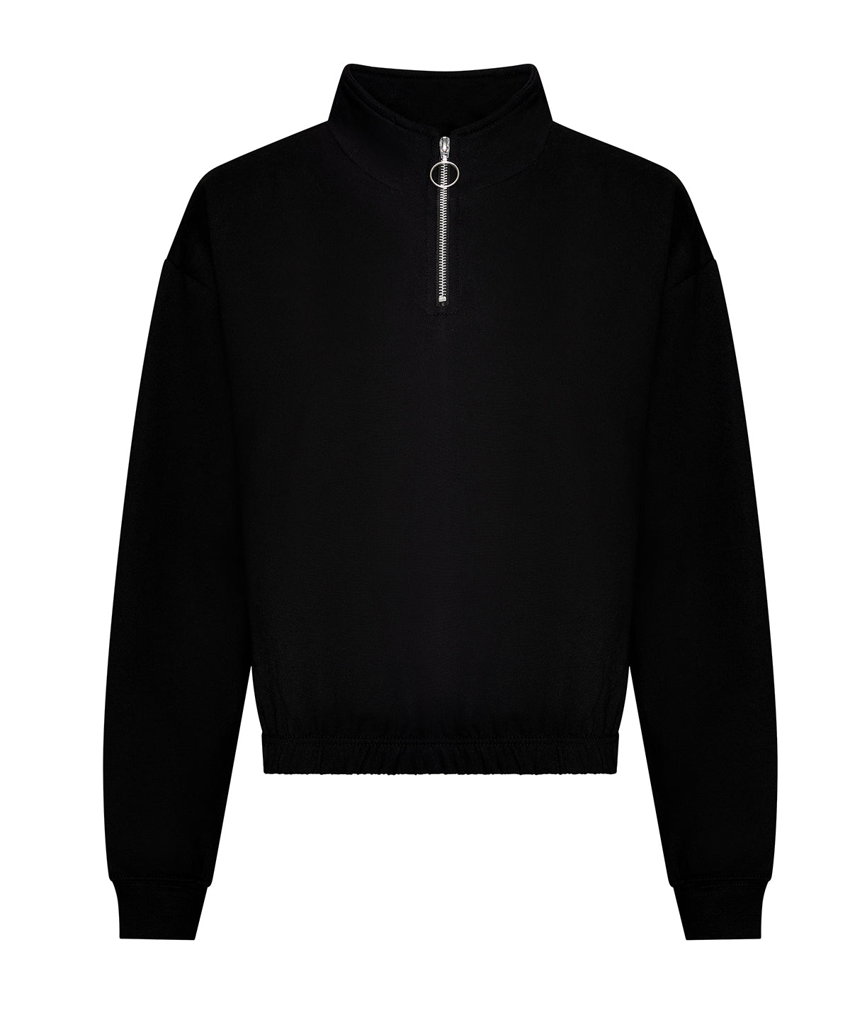 Sweatshirts - Dam Croppad Fyrdelad Huvtröja Deep Black