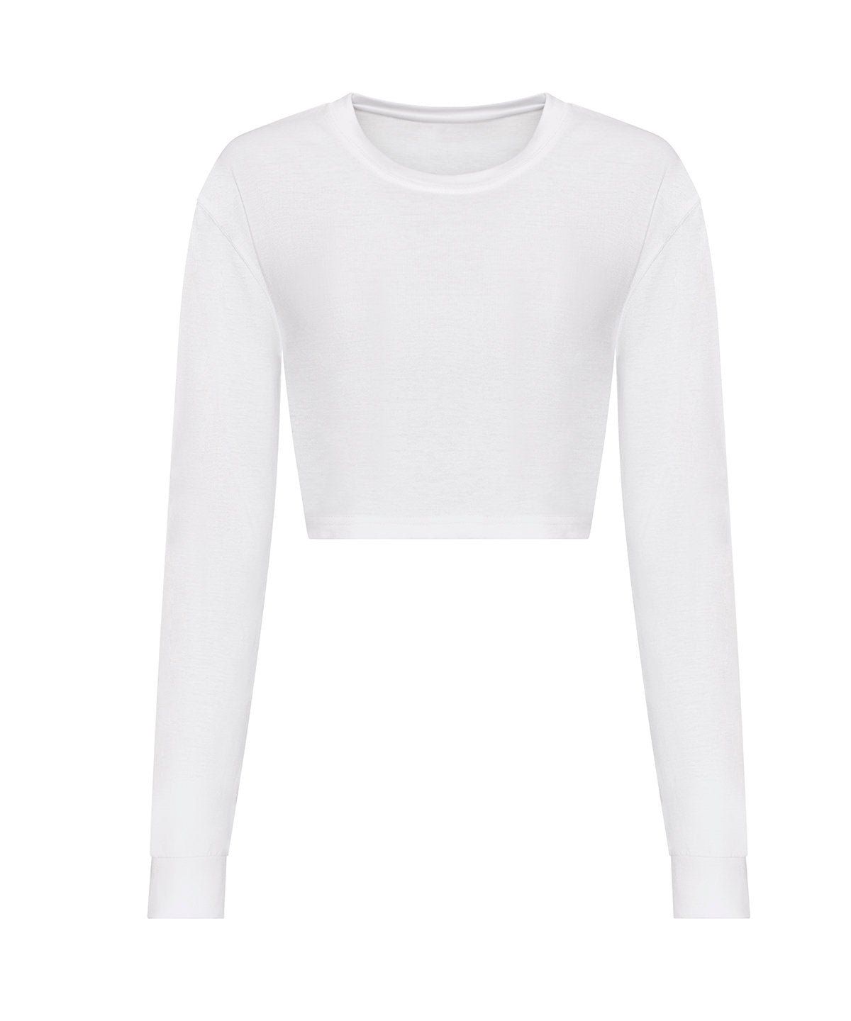 T-Shirts - Långärmad Kort Topp för Damer Solid White