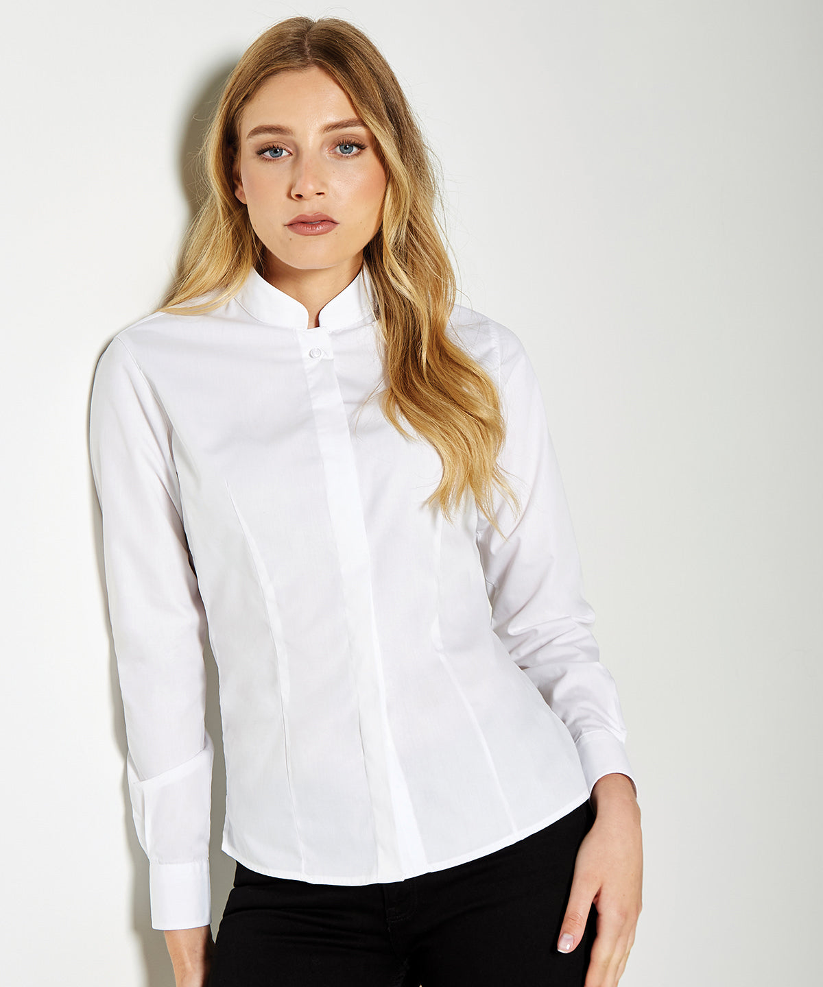 Shirts - Elegant damskjorta med mandarinkrage och lång ärm