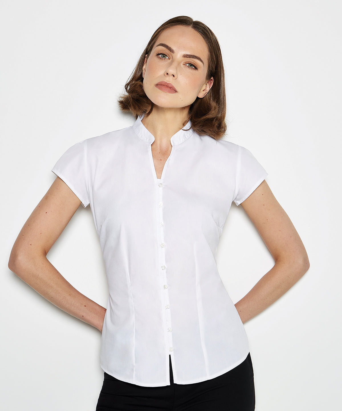 Blouses - Kontorsblus med mandarin-krage