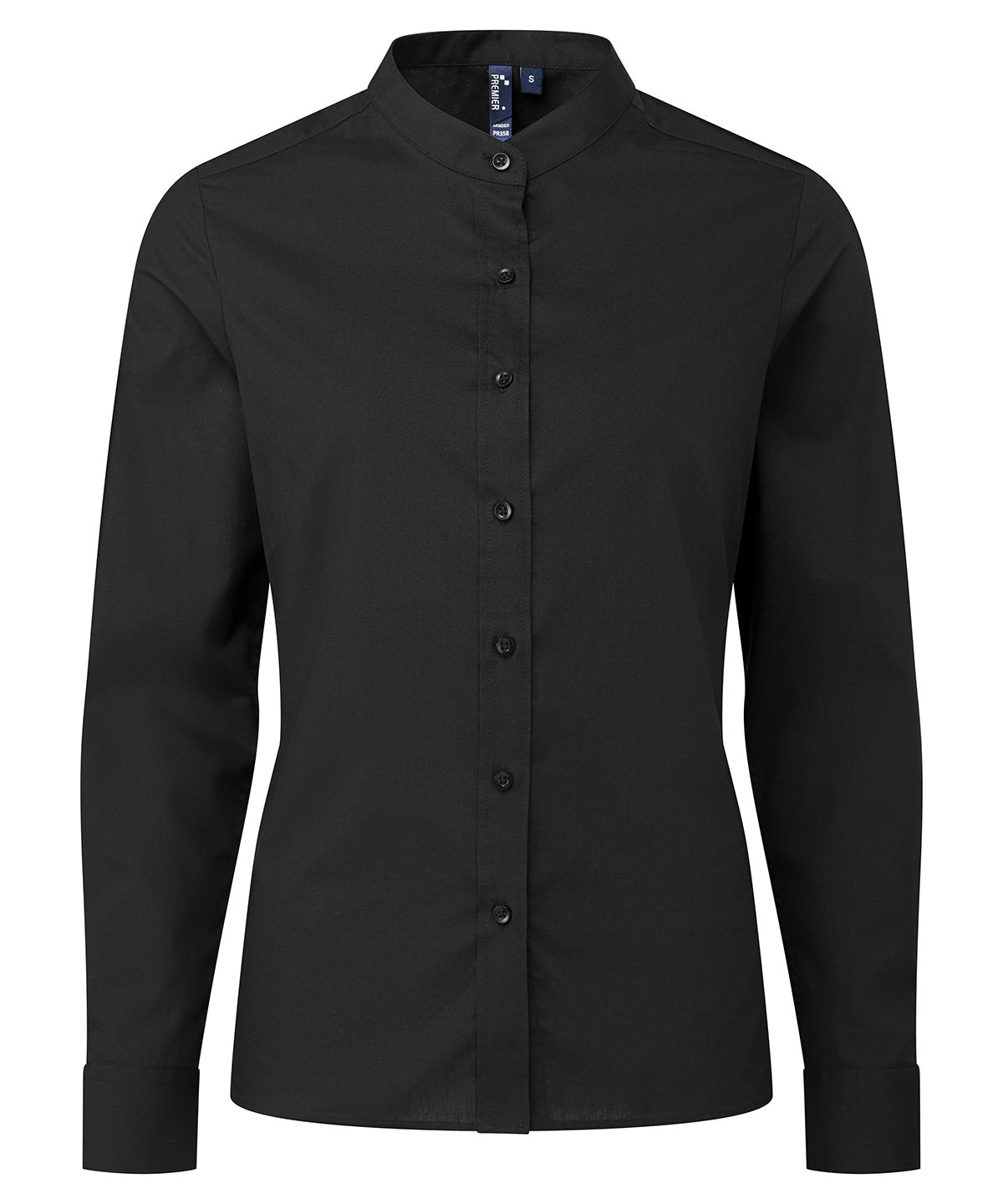 Shirts - Elegant damblus med bandkrage Black