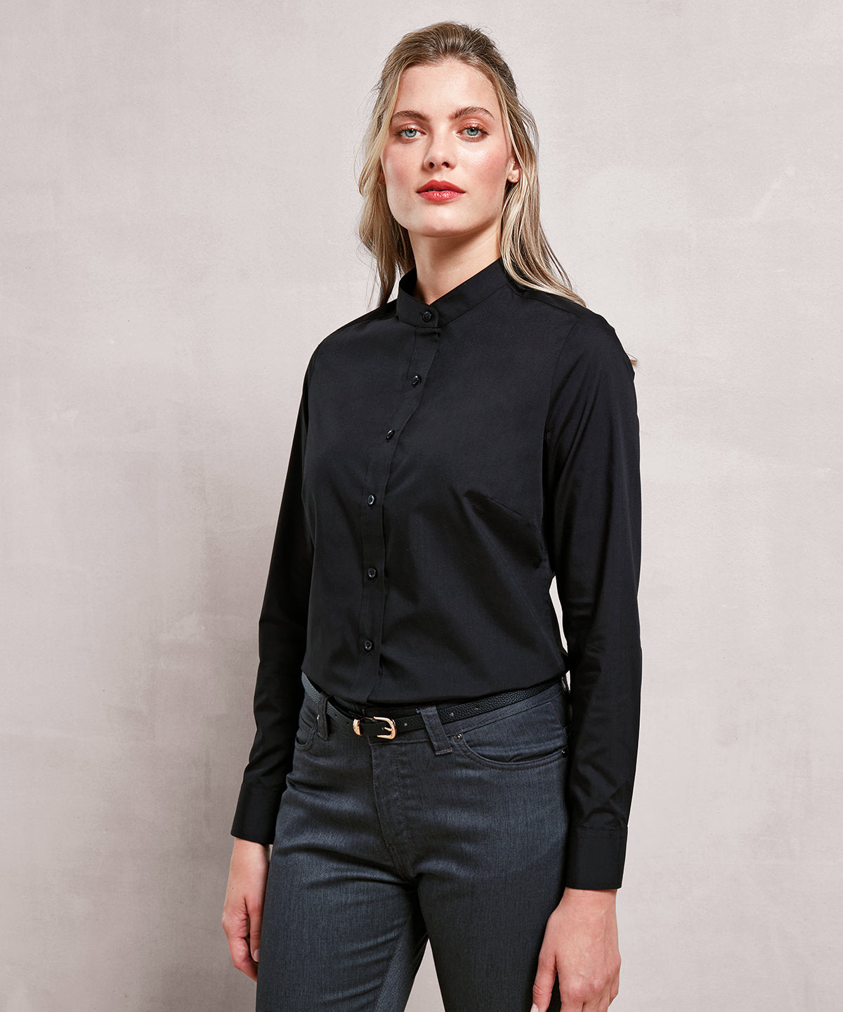 Shirts - Elegant damblus med bandkrage