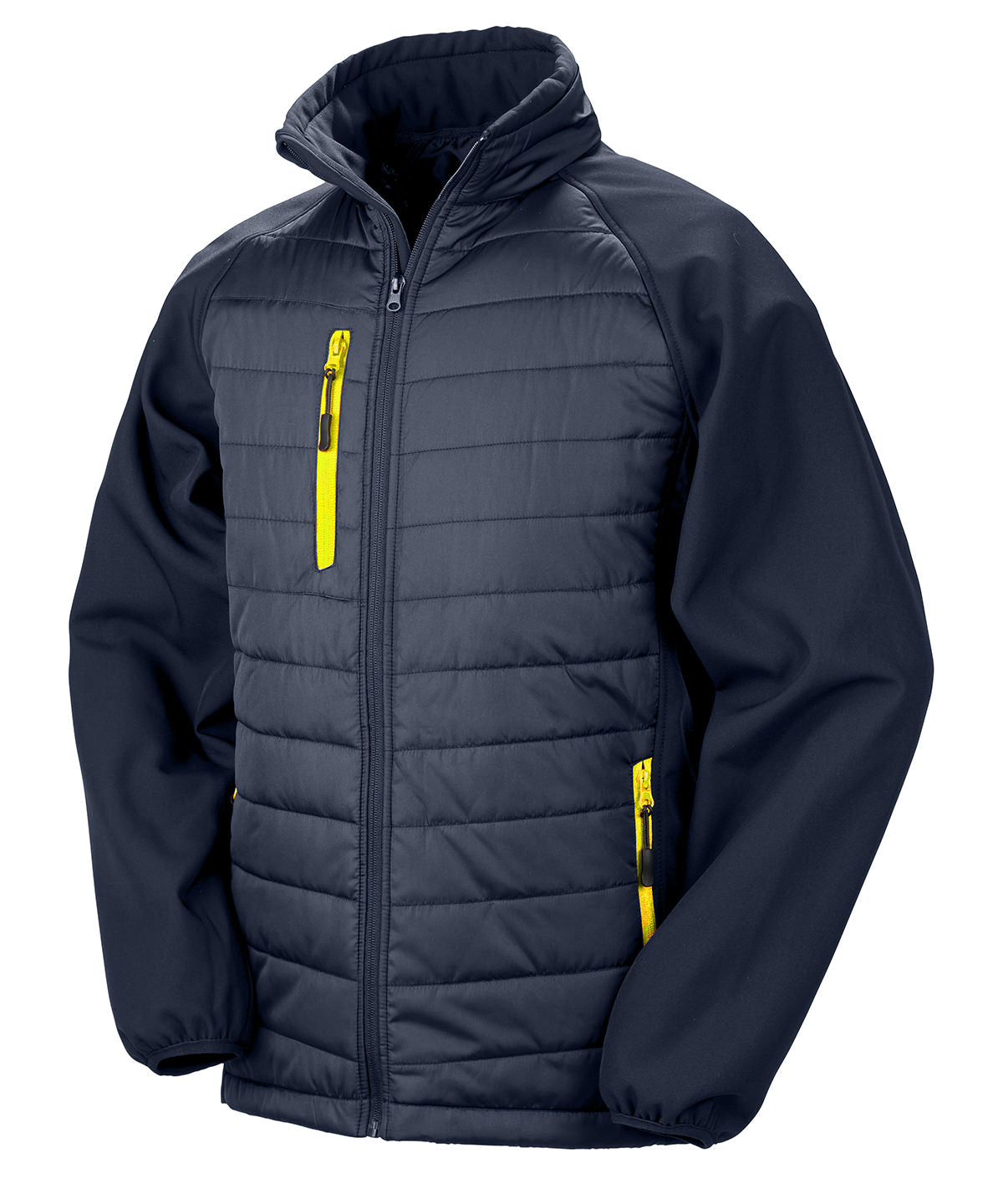 Softshells - Compass vadderad softshelljacka Navy Yellow