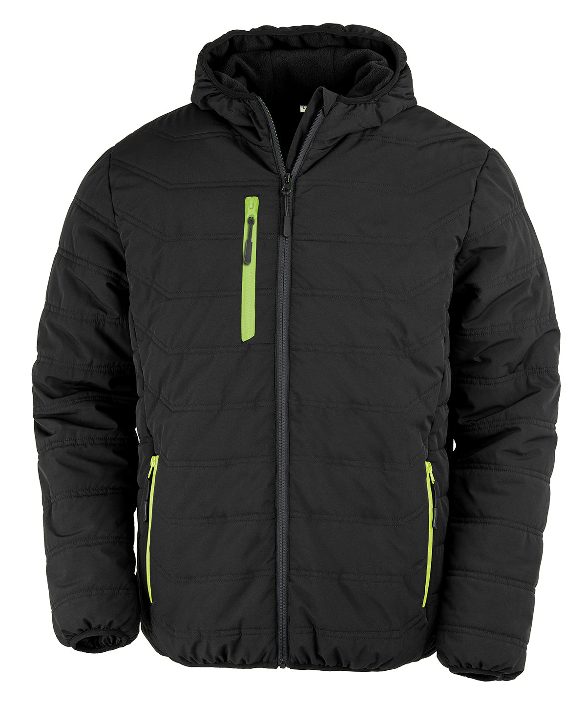 Jackets - Återvunnen Vadderad Vinterjacka Black Lime